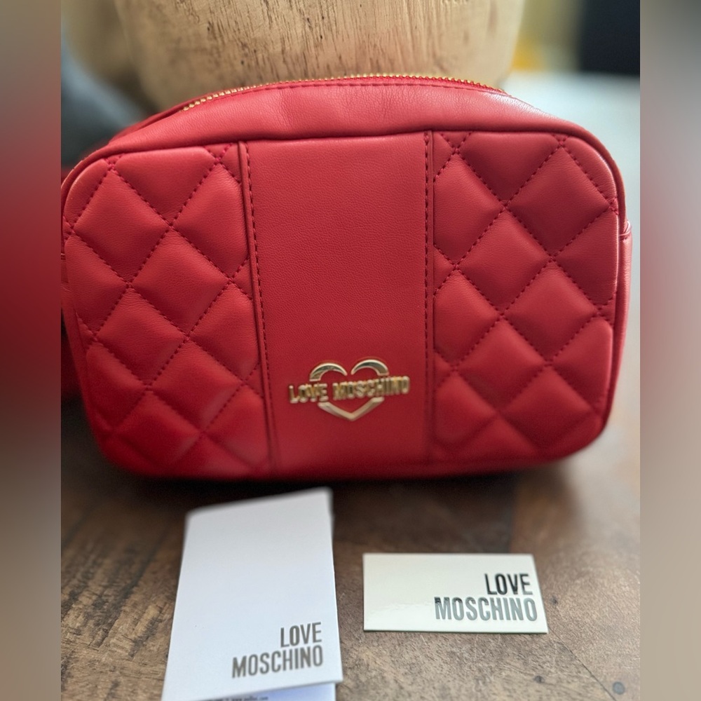 NWOT Love Moschino Red Quilted Belt Bag